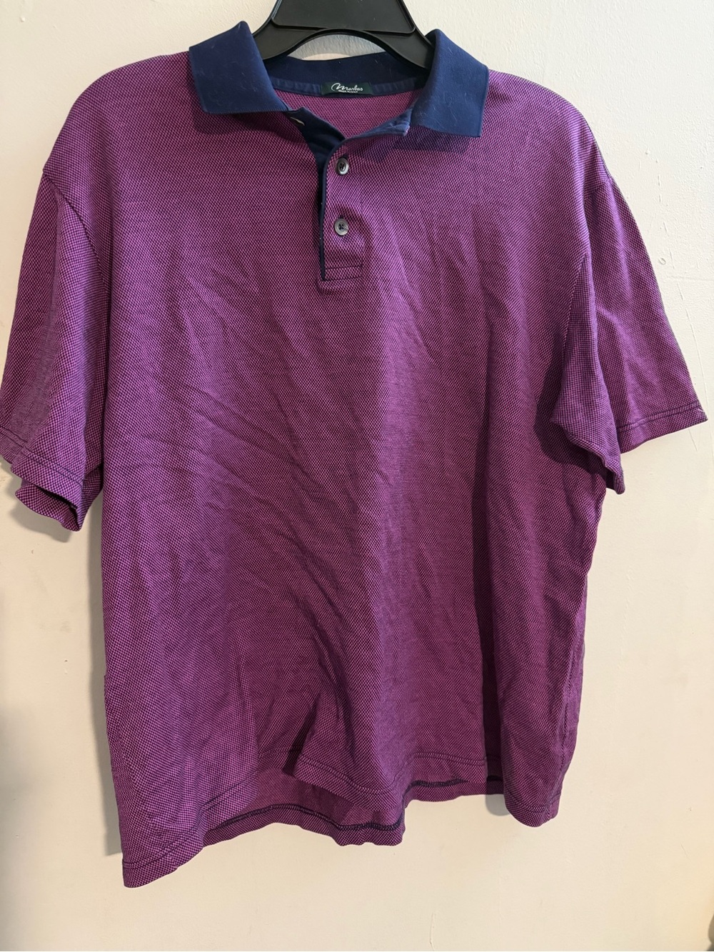 Marbas men’s Purple/Blue polo Shirt EUC, Made In italy “filo di Scozia” Large